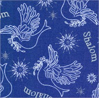 Festival of Lights - Tossed Doves and Stars with Silver Metallic - SALE! (MINIMUM PURCHASE 1 YARD)