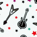 Hello Kitty Kiss - Tossed Musical Instruments and Stars on Ivory