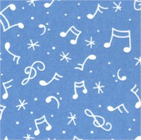 The Caroler -  Musical Notes and Snowflakes on Blue by Mary Engelbreit