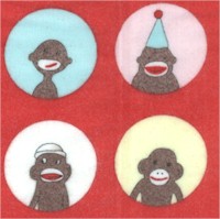 Monkeyn Around - Whimsical Portraits on Red FLANNEL by Erin Michael