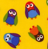 What a Hoot - Tossed Colorful Owls on Gold