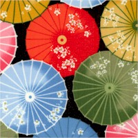 Rising Sun - Colorful Parasols on Black