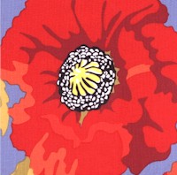 Scarlet - Bold Poppy Floral on Blue by Pamela Mostek 