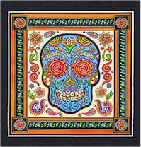 Fabrics Fiesta - Sugar Skull Panel by Dan Morris - SOLD BY THE PANEL