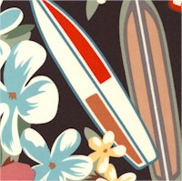 Hana Lei - Surfboards and Tropical Flowers on Black