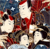 Kabuki - Gilded Crowd of Geishas and Samurais