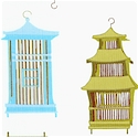 The Good Life Collection Organic Cotton - Pagoda-Style Birdcages on Ivory