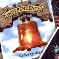 Americana - Tossed Patriotic Landmark Postcards on Flags