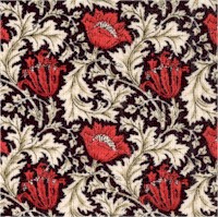 Morris Medley - Delicate Floral and Acanthus Leaves on Black