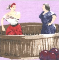Lucy Grape Stomping Scenes on Lavender FLANNEL by Nick & Nora - LTD. YARDAGE AVAILABLE (.625 YARD; M