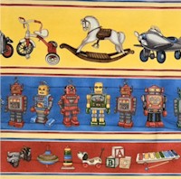 Where the Toys Are - Vintage Toy Vertical Stripe by Dan Morris