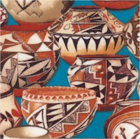 Trading Post - Traditional Acoma Pottery on Turquoise by Whistler Studios