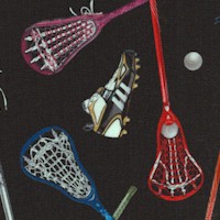 Sports Collection - Tossed Lacrosse Equipment on Black