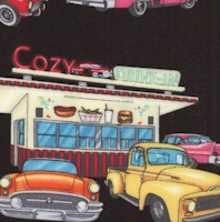 Retro Diners and Vintage Cars on Black