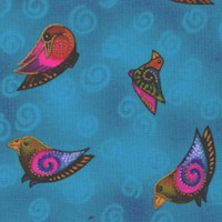 Embracing Horses - Tossed Gilded Songbirds on Blue by Laurel Burch