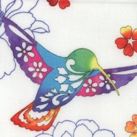 Flight of Colors - Rainbow Hummingbirds and Flowers on Ivory