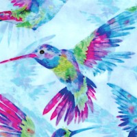 Hummingbird Heaven - Tossed Birds on Blue