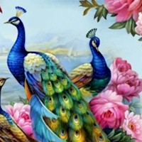Exotica - Magnificent Peacocks and Floral Bouquets by Oleg Gavrilov 