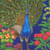 Peacock Pride - Gilded Peacocks and Tropical Foliage